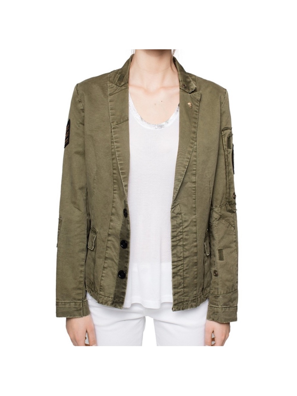 🎉 FINAL SALE 🎉 Zadig & Voltaire Virginia Grunge Love Punk military jacket - Picture 8 of 12